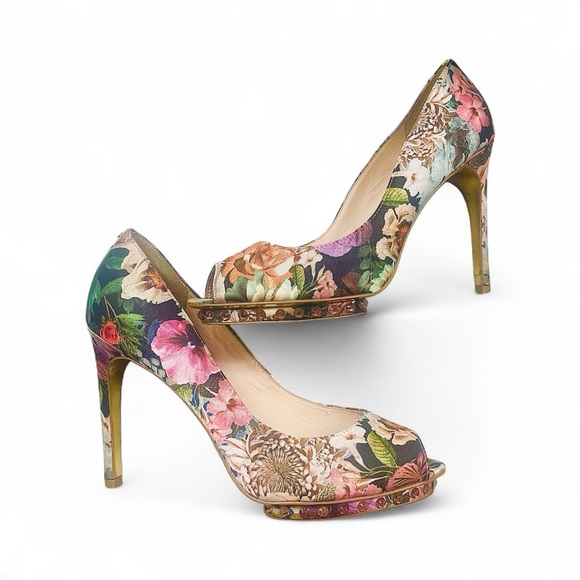 Ted Baker Multicolor Floral Heels 39 - Picture 2 of 6